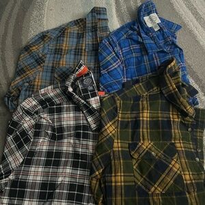 St. John's Bay Men's Casual Plaid Button Down Shirts - Blue, Black, Green